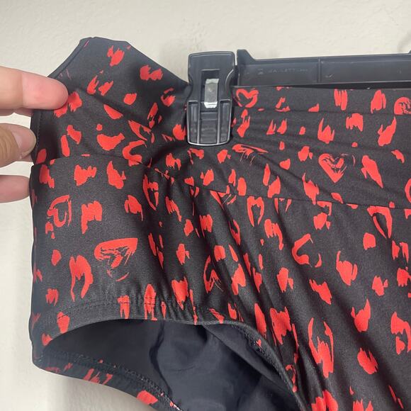 ModCloth Plus Size 2X Clarice High Waisted Bikini Bottom Swimwear Black Red Tie - Picture 4 of 9